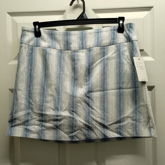 Zac & Rachel Women's Size 14 Blue & White Striped Stretch Comfort Pull-On Skort - Picture 1 of 7